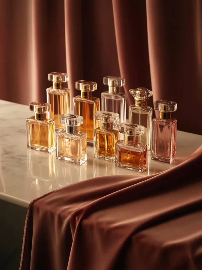 Aesthetic of a dark, sensual premium perfume line.