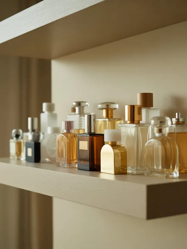 Curated luxury perfume collection display