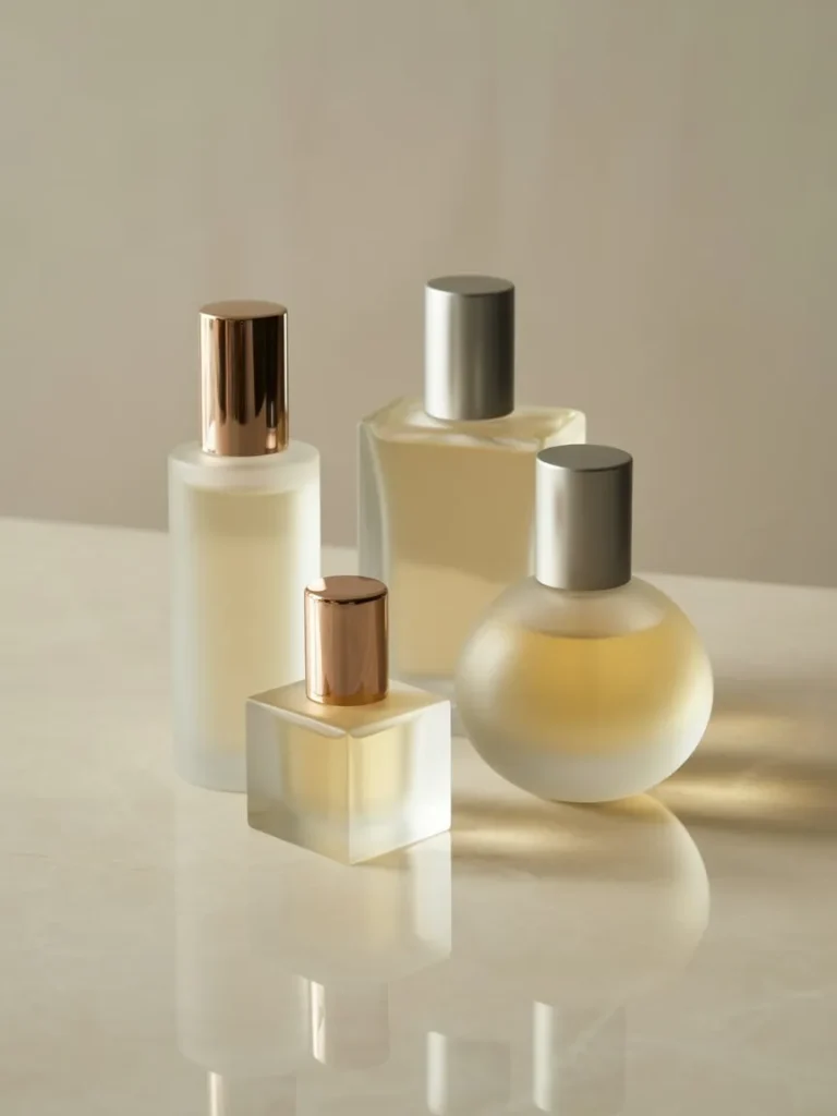 Luxury perfume collection minimalist aesthetic