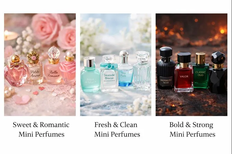 Sweet Romantic Mini Perfumes Fresh Clean Mini Perfumes Bold Strong Mini Perfumes