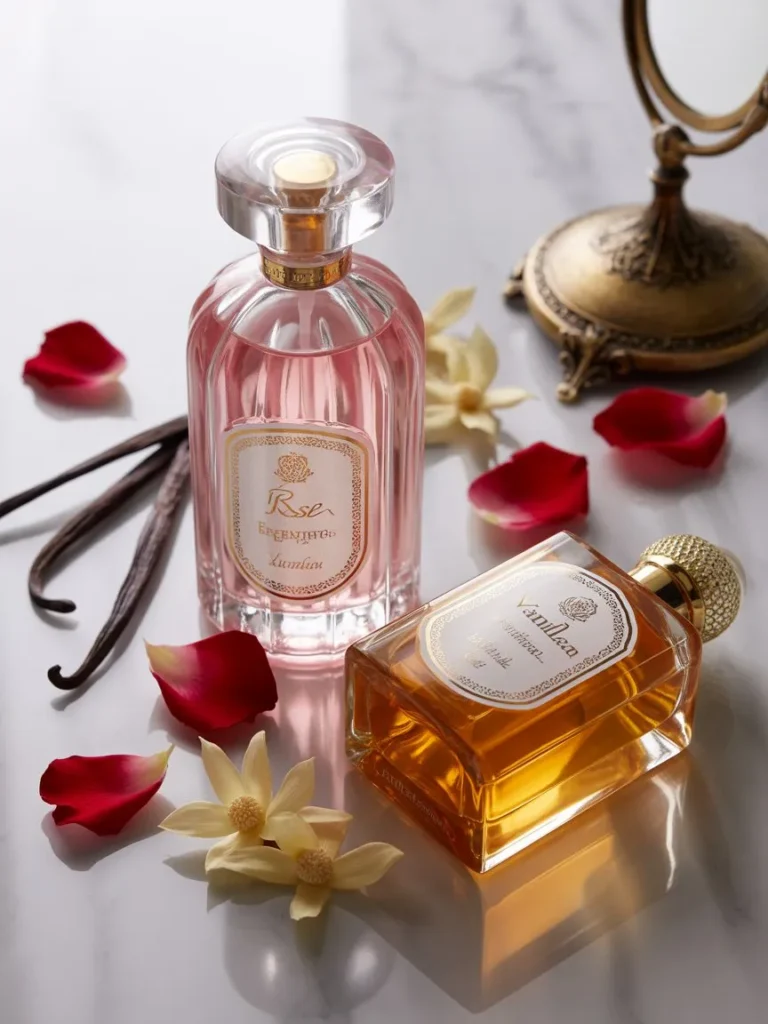 Vanilla and rose a charming perfume pairing.