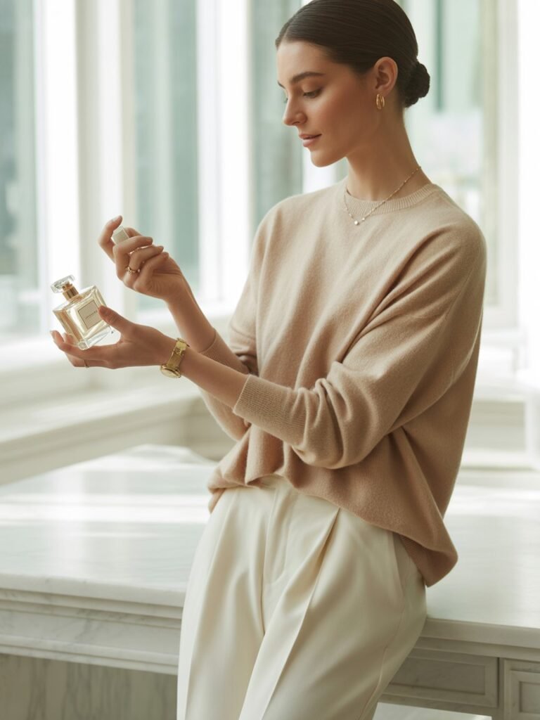 Wearing luxury collection perfume refined style