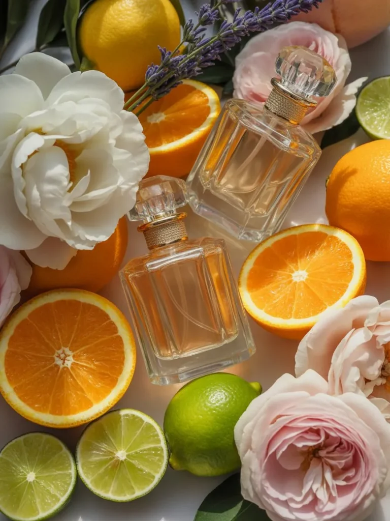 Citrus and floral perfume layering